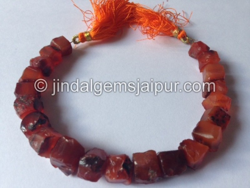 Carnelian Hammered Cube Shape Beads